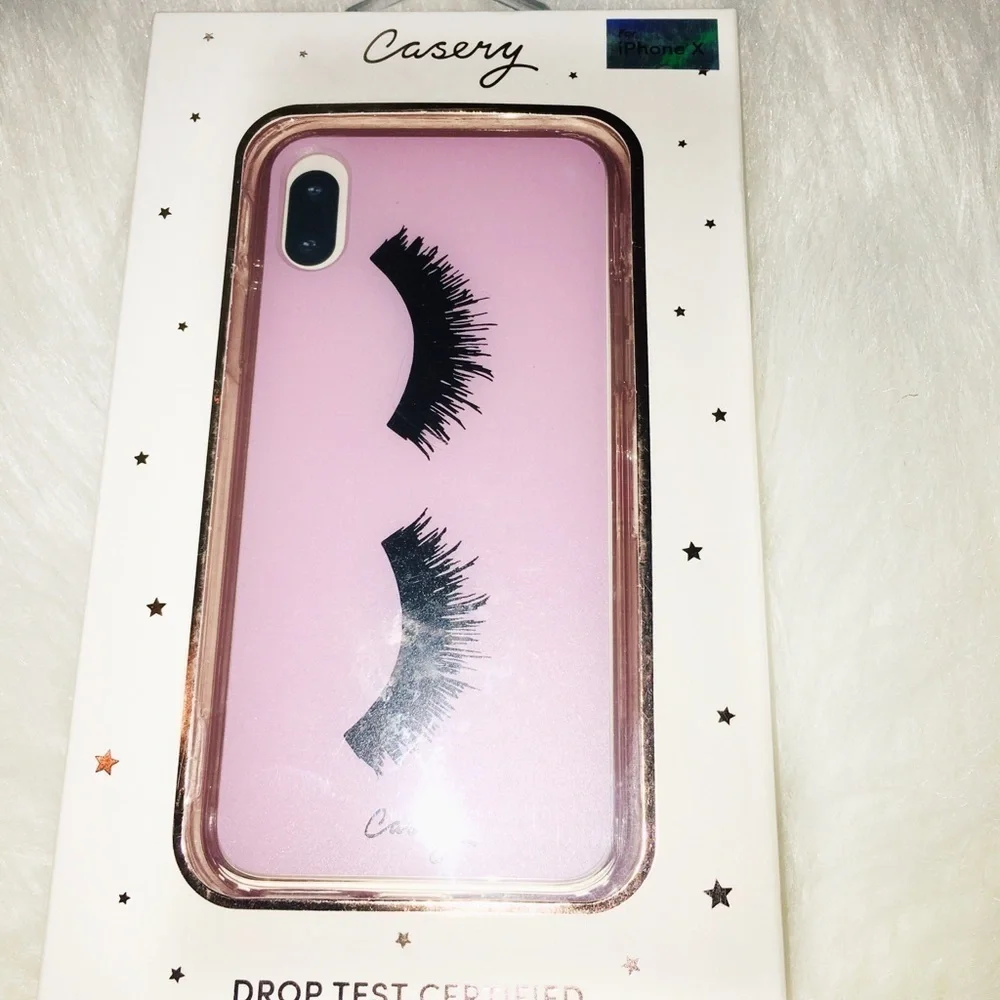 Casery new in box iPhone X pink eyelash phone case
